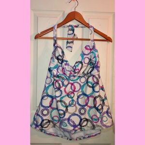 Circle print bathing suit top